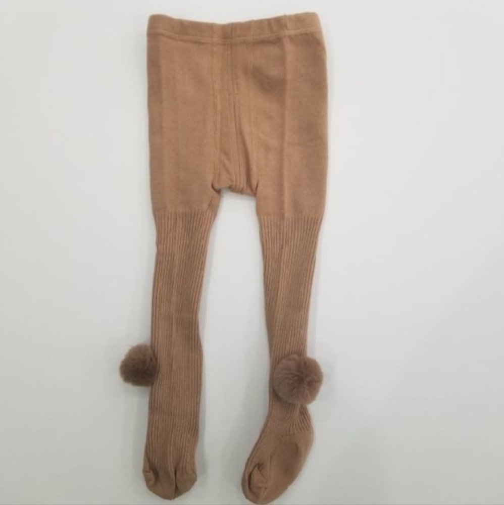 🆕️12-24M Tan Ribbed Pom Tights